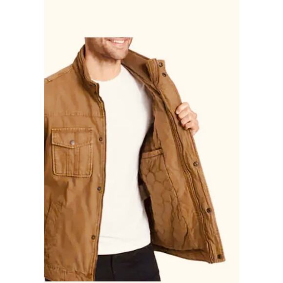 Large Levis  Mens Cotton Canvas Twill Jacket Top with Quilted Liner color TAN - Picture 3 of 6